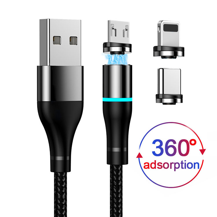 Nylon Braided Cable Fast Charger  Type-C Cable 3 In 1 charge cable