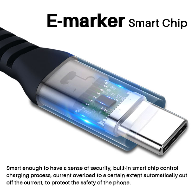 Type-C to C 100W PD with E-Mark chip fast charging cable