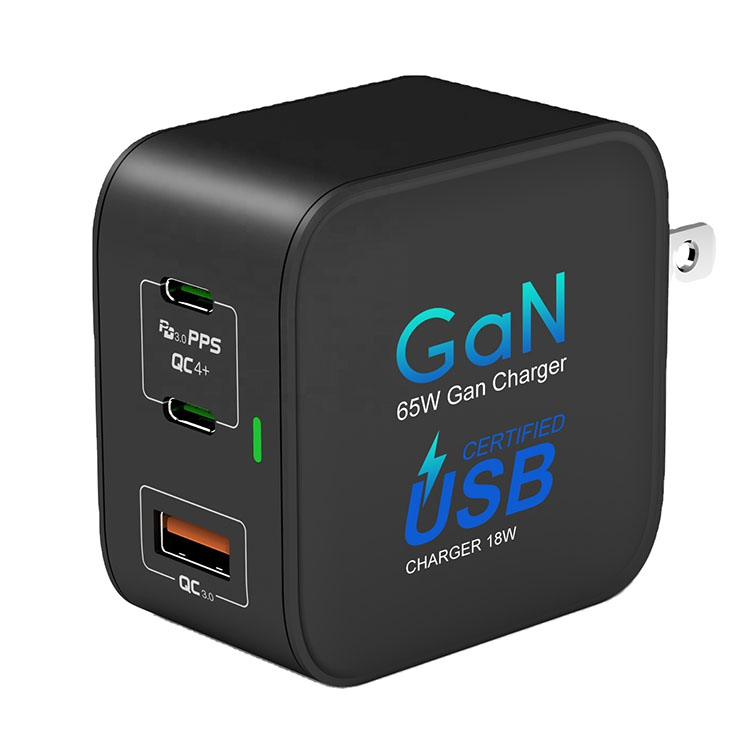 65W GaN Type-c Charger Quick Charge QC3 Wall PD Charger 3 Ports
