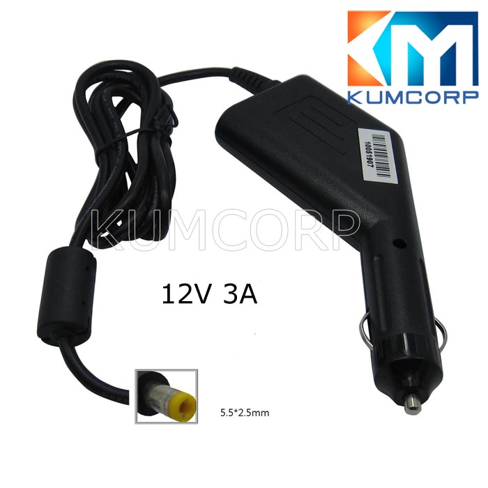 LCD Car Adapter 12V 3A 5.5-2.5mm